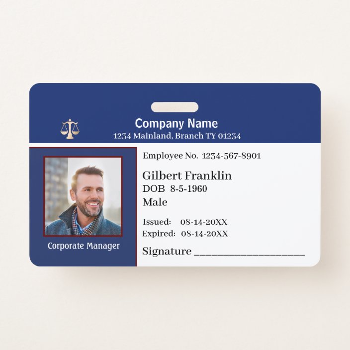 Company Business ID Identification Blue ID Badge | Zazzle.co.uk