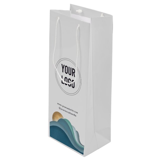Company Business Logo Custom Paper Wine Gift Bag (Front Angled)