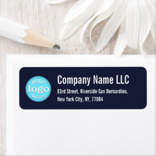 Company Business Logo Navy Blue Return Address