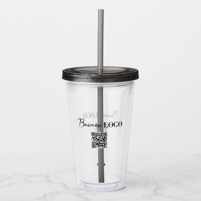 Company Business Logo & QR Code   Acrylic Tumbler (Front)