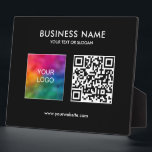 Company Business Logo QR Code Template Horizontal Plaque<br><div class="desc">Upload Your Business Company Logo Here QR Code Add Text Elegant Modern Custom Template 8x10 Horizontal Tabletop Plaque with Easel.</div>