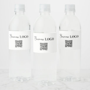 Company Business Logo & QR Code Water Bottle Label