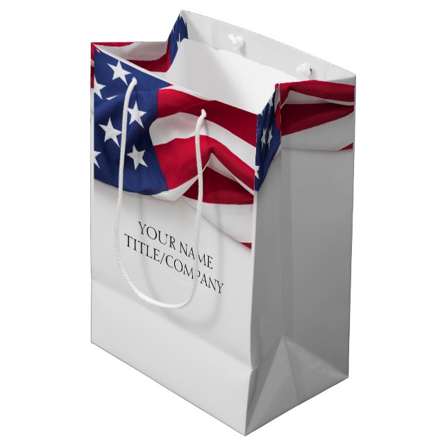 Company Business Marketing American Flag  Medium Gift Bag (Front Angled)