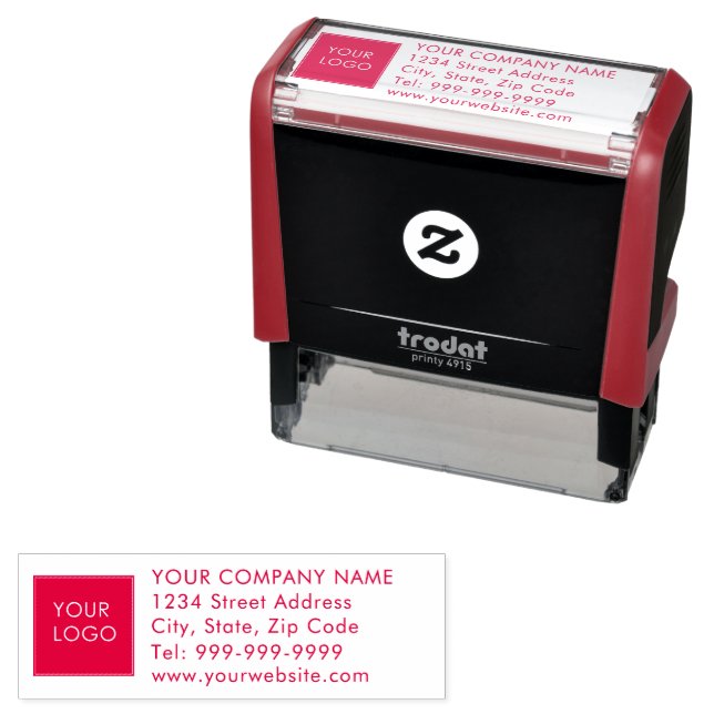 Company Business Modern Logo Return Address  Self-inking Stamp (In Situ)