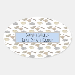 Company Business Watercolor Sea Shells Oval Sticker