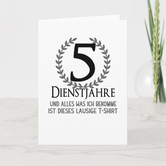 Company Celebration 5 Year Anniversary Employee Card (Front)