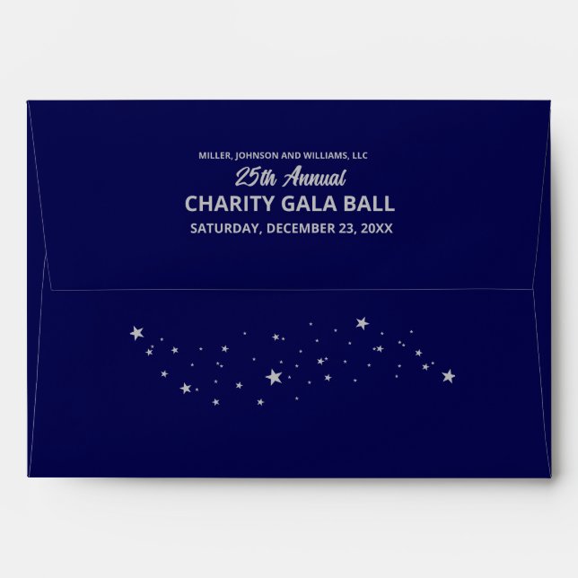 Company Charity Gala Ball Elegant Blue Silver Envelope (Back (Top Flap))