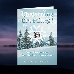 Company Christmas Card Snowflake with QR Code