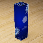 Company Christmas Gift Logo Personalised Wine Box<br><div class="desc">Company Christmas Party Logo Blue Winter Elegant design. Matching products can be found in Corporate Holiday Party collection.</div>