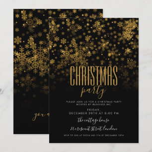 Company Christmas Holiday Party Gold Black Invitation