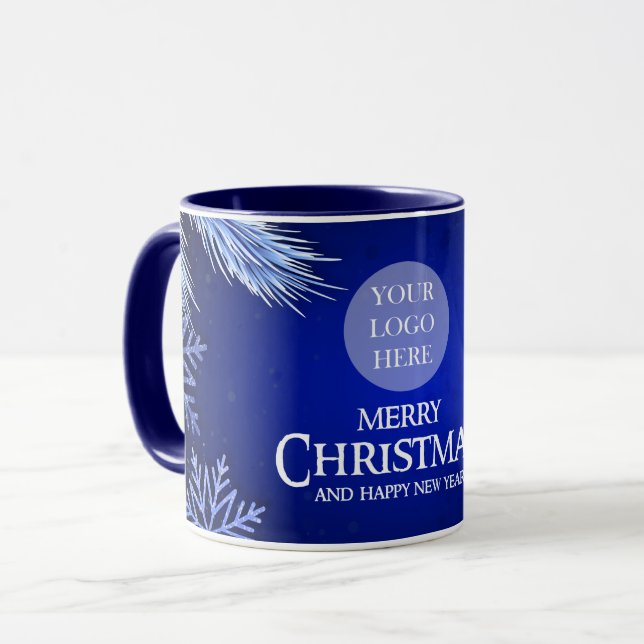Company Christmas Logo Royal Blue Mug (Front Left)
