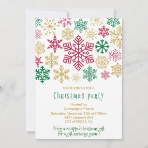 Company Christmas Party  Chic Snowflakes Invitation