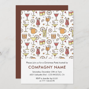 Company Christmas Party Cocktail Pattern  Invitation