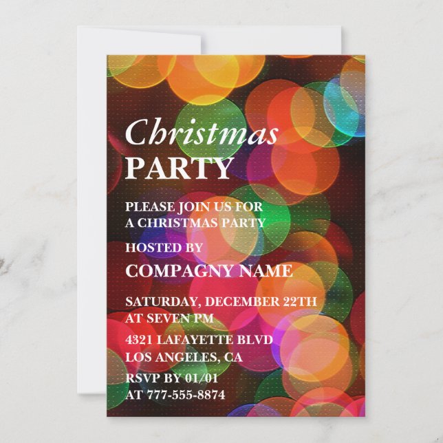 Company Christmas Party  Colourful Confetti Sparkl Invitation (Front)