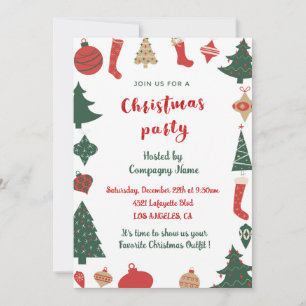 Company Christmas Party Cute Trees Socks Invitation