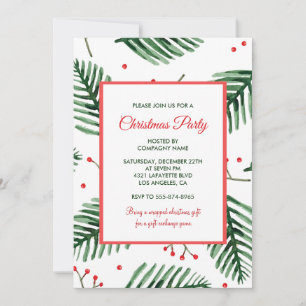 Company Christmas Party  Elegant Evergreen Invitation