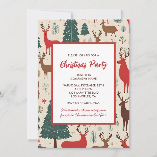 Company Christmas Party Invitation Deers (Front)