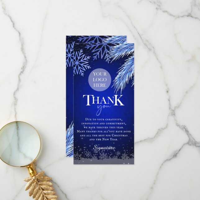 Company Christmas Party Logo Personalised Thank You Card (Front/Back In Situ)