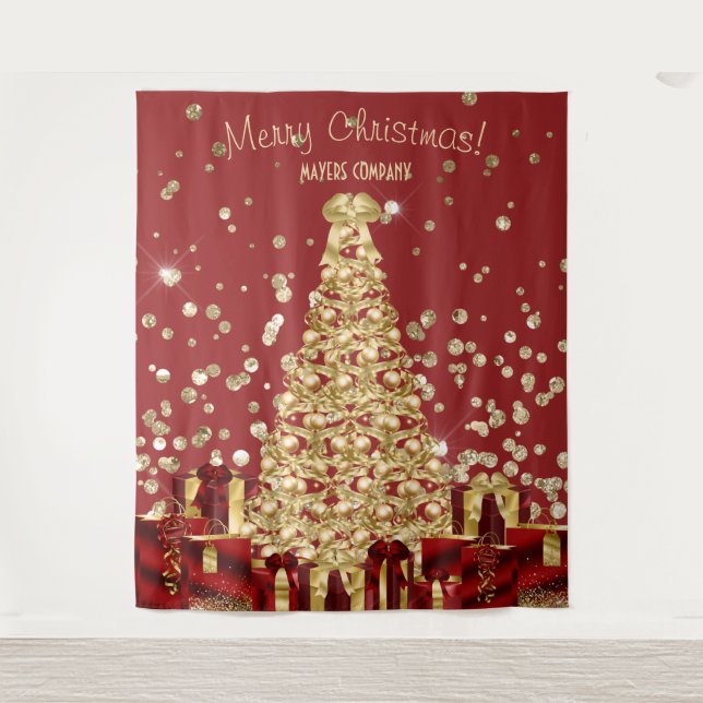 Company Christmas Party Photo Booth Backdrop  Tapestry (Front)