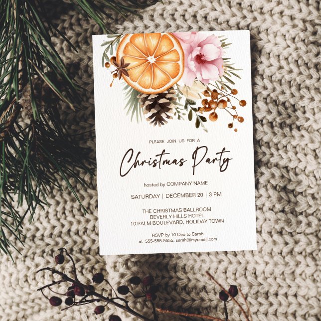 Company Christmas Party rustic botanical Invitation (Company Christmas Party  Invitation template rustic botanical winter watercolor office corporate )