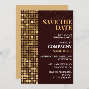 Company Christmas Party Save the date Gold Invitation