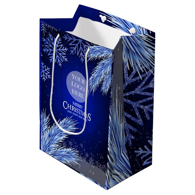 Company Christmas Season Logo Medium Gift Bag (Front Angled)