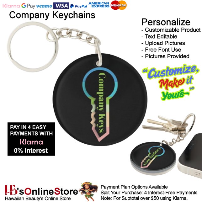 Company Circle Keys Keychain Customizable Template (Company Keys Keychain Customizable Template.)