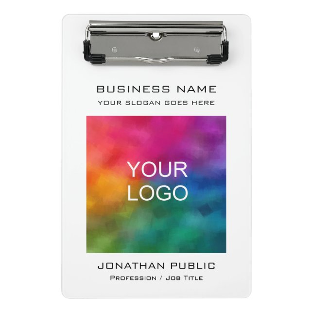 Company Corporate Business Logo Add Your Text Mini Clipboard (Front)
