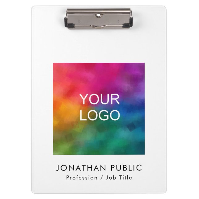 Company Corporate Logo Business Add Text Custom Clipboard (Front)