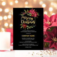 Company CORPORATE Red Black Gold Poinsettia PARTY