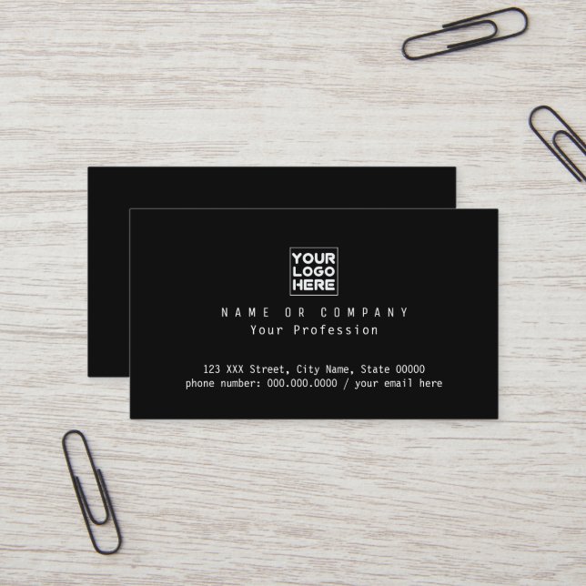 Company Corporative Business Name Black Business Card (Front/Back In Situ)