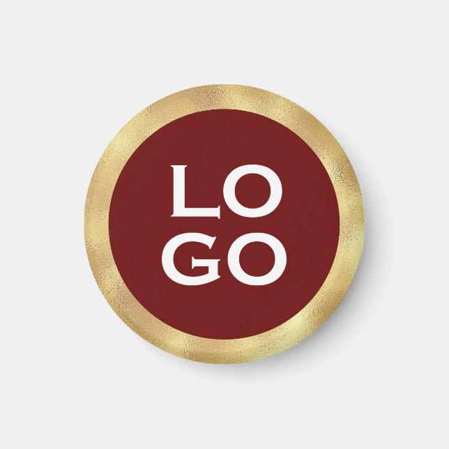 Company Custom Logo with Gold Frame on Burgundy Magnet (Front)
