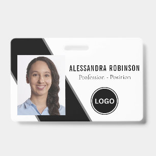 Company Employee Photo Barcode Logo Modern Badges ID Badge