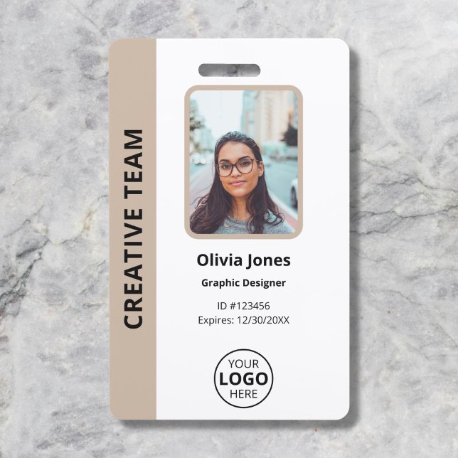 Company Employee Photo ID Beige ID Badge (Creator Uploaded)