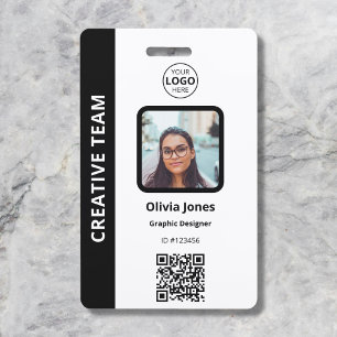 Company Employee Photo ID QR Code Black Badge