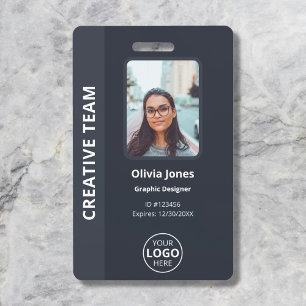 Company Employee Photo ID QR Code Grey Badge