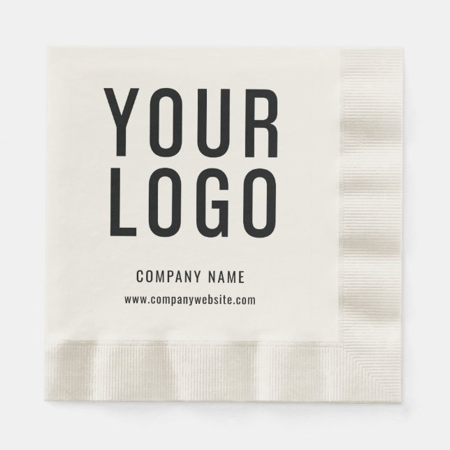 Company Event Business Logo Minimalist Ecru Napkin (Front)