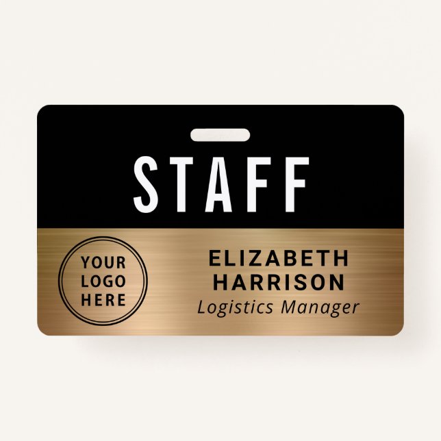 Company Event Logo Staff Employee Gold ID ID Badge (Front)