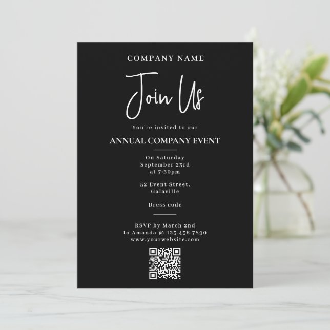Company Event Office Party Corporate Annual Black Invitation (Standing Front)