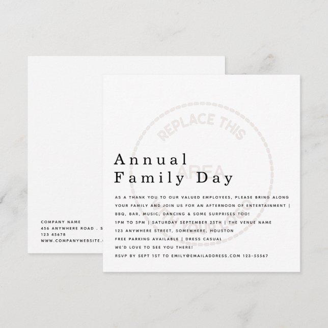 Company Family Day Logo Background Invitation (Front/Back)