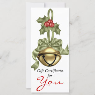 Company Gift Certificate Gold Bell Green Ribbon
