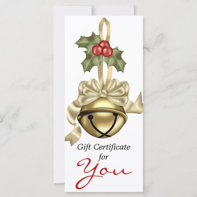 Company Gift Certificate Gold Bell Tan Ribbon (Front)