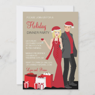 Company Holiday Party Blonde Couple Christmas Invitation