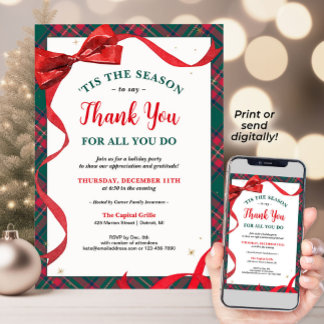 Company Holiday Party Invitation - Thank You Bow