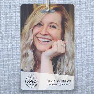 Company ID Card Modern Large Photo Employee QR ID Badge