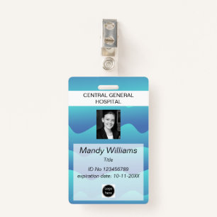 Company ID Employee photo logo blue wave name ID Badge