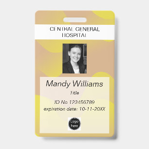 Company ID Employee photo logo yellow wave name Badge