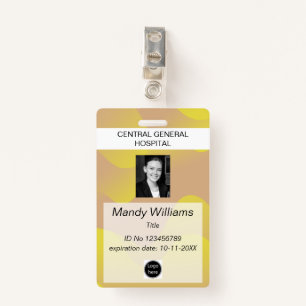 Company ID Employee photo logo yellow wave name ID Badge