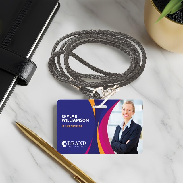 Company ID & Logo Colourful Purple Flowing Design ID Badge (Company ID & Logo Colorful Purple Flowing Design Badge)