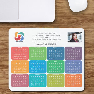 Company Logo 2026 Business Colourful Calendar Mouse Mat